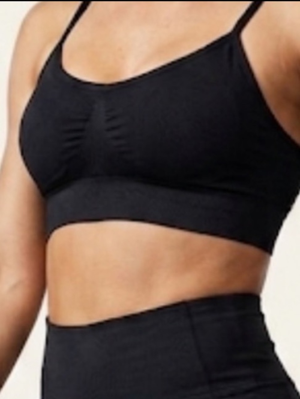 Black Ribbed Spandex Padded Sports Bra XS or girls Large/XL